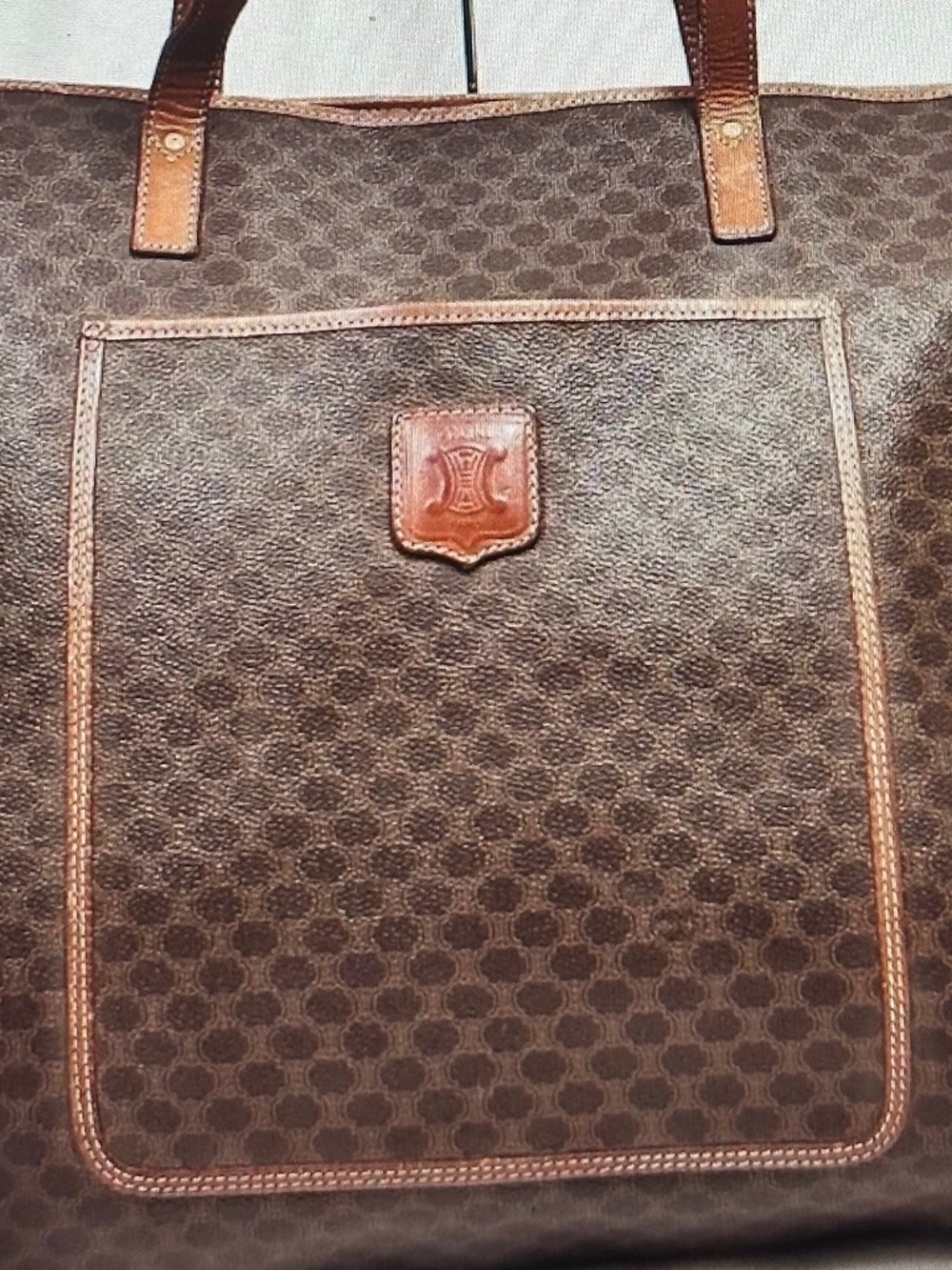 CELINE Macadam Pattern Large Tote Bag PVC Leather Brown - Picture 4 of 9